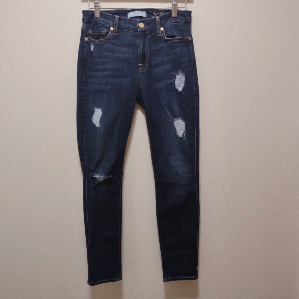 7 For All Mankind The Ankle Skinny Distressed Denim Jean 26